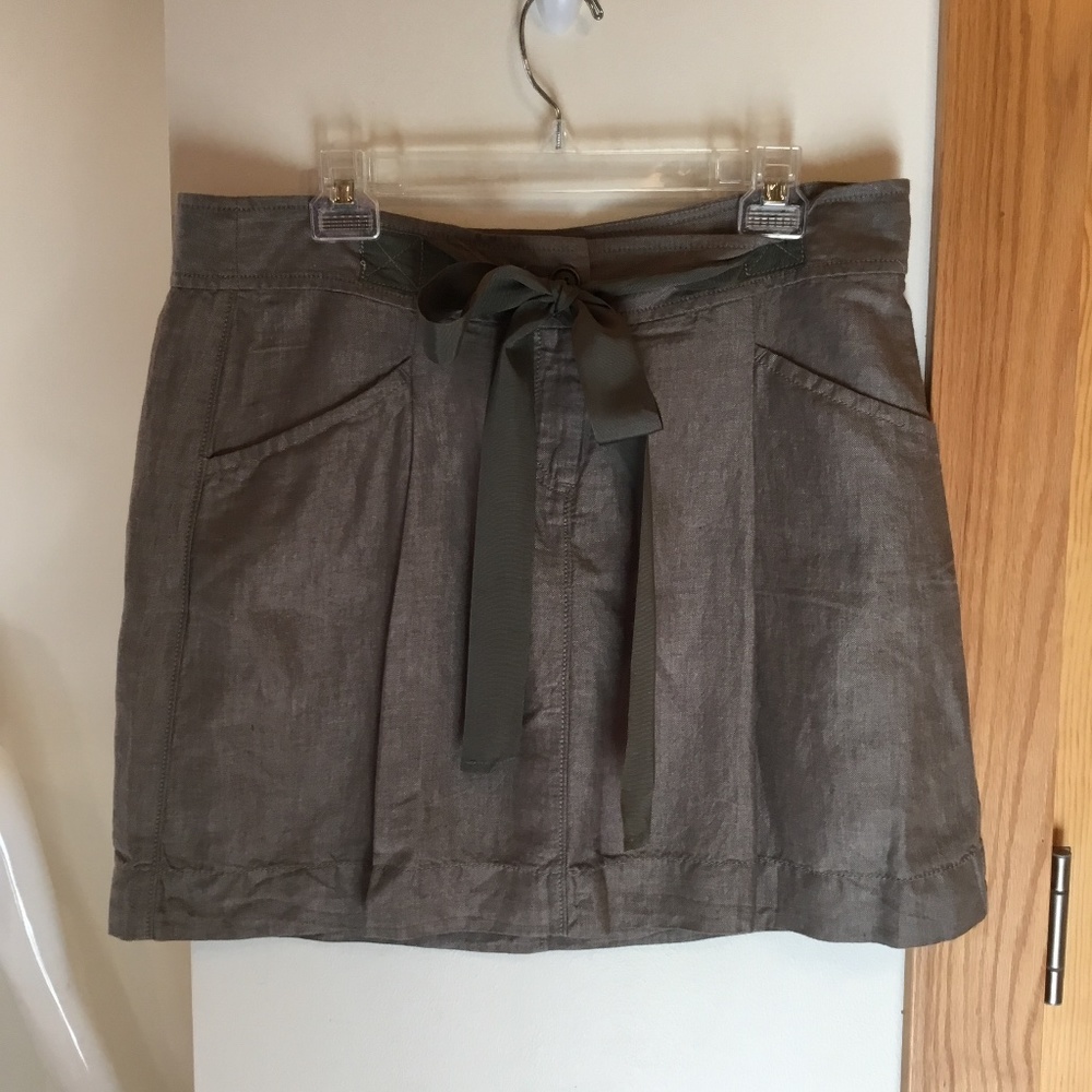 Ann Taylor LOFT olive green skirt ribbon belt size 10 ( M L ) MINT!